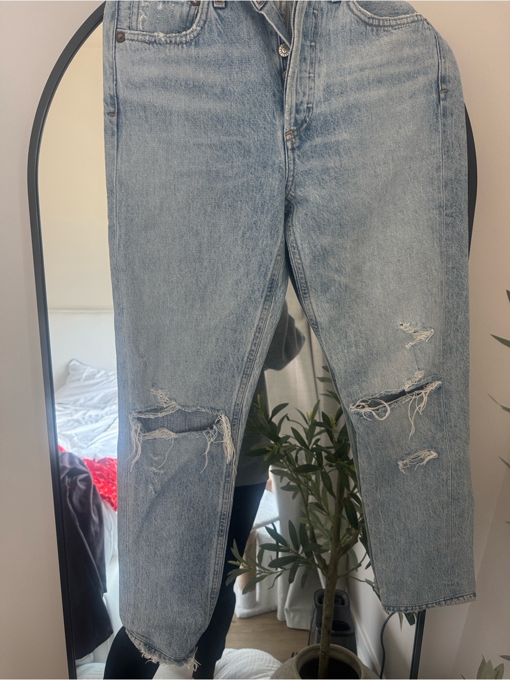 Agolde Light and Wash Distressed Ankle Jeans